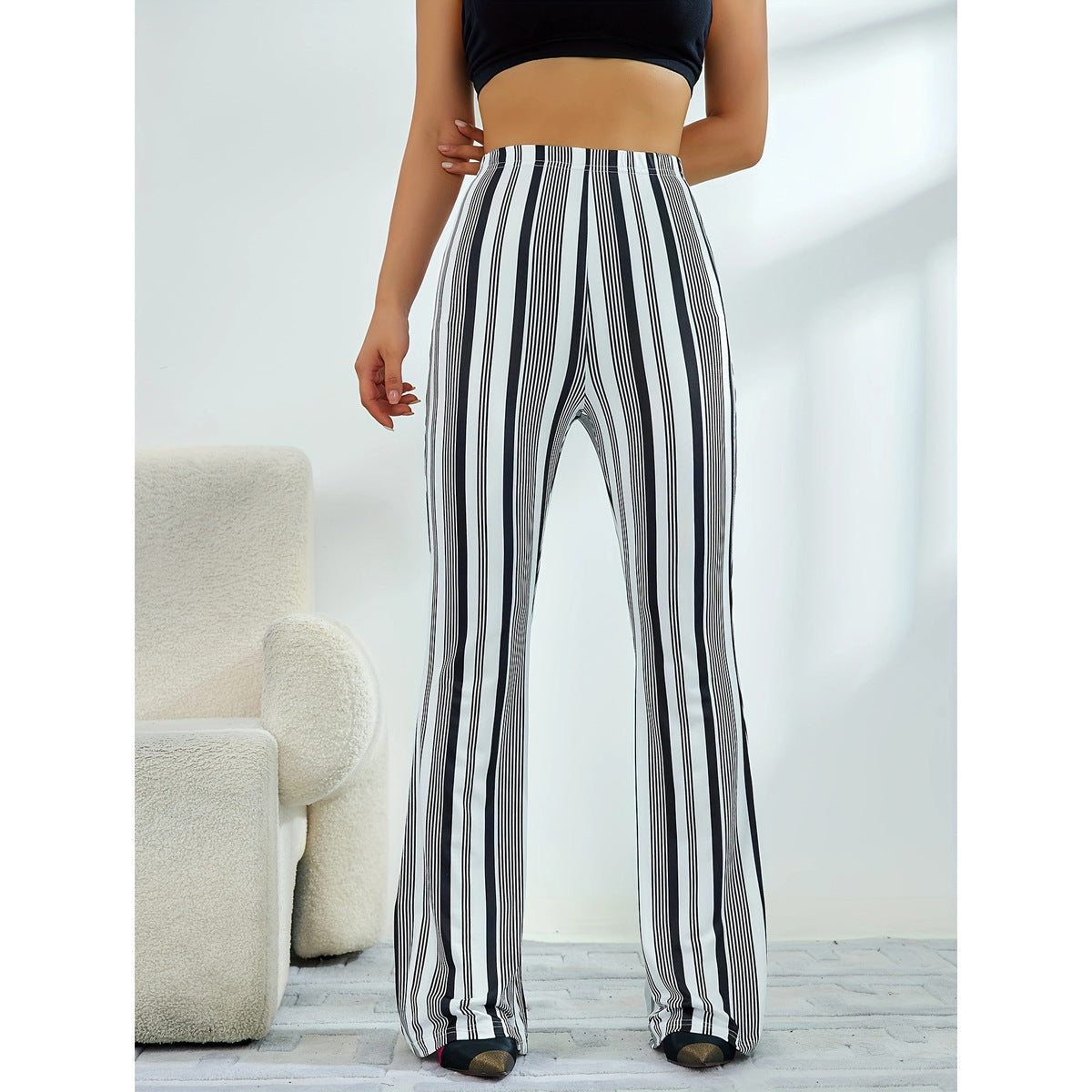 Women Bootcut Pants Black Polyester | Casual Chic-5