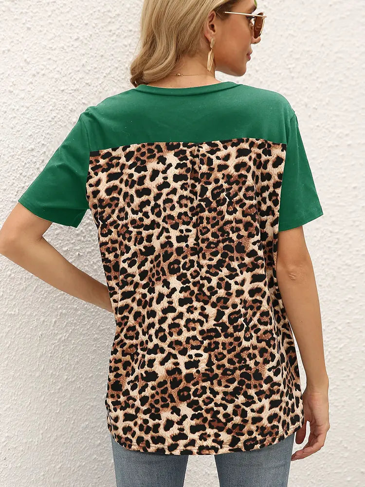 Women Graphic Tee Leopard Print Knit | Trendy-6