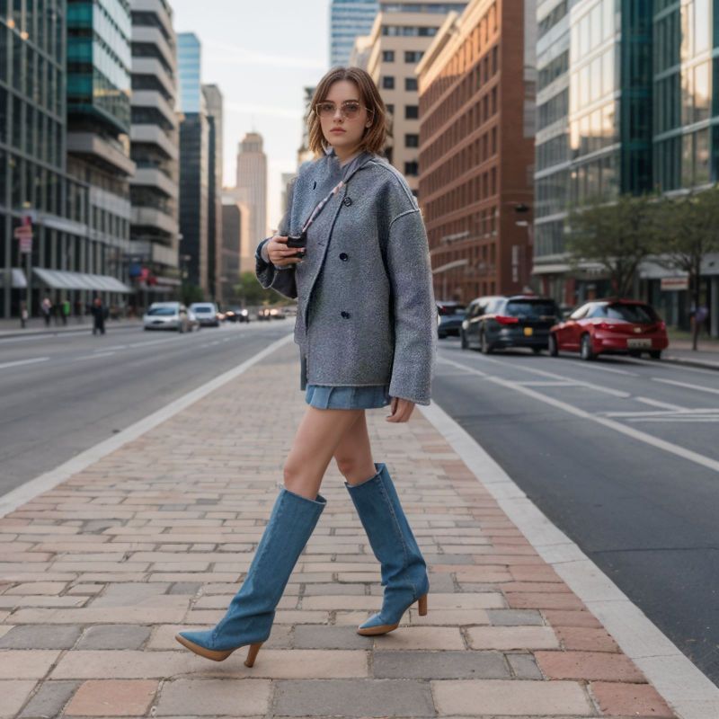 Women Short Coat Grey Polyester | Elegant Minimalist-6