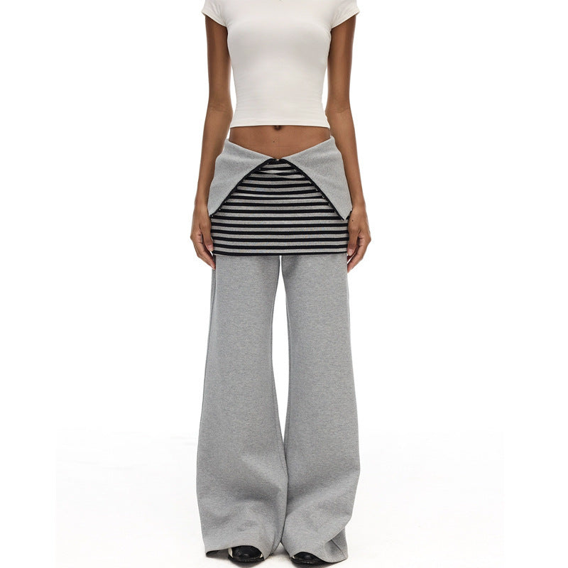 Variant image for Women Wide Leg Pants Light Grey Polyester | Casual Chic-1