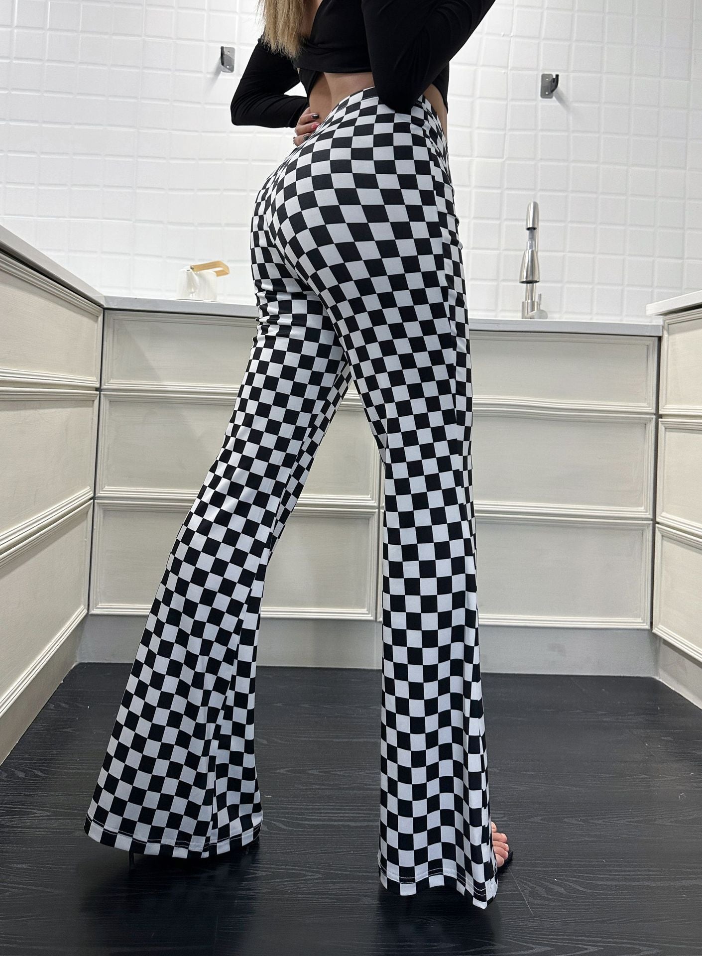 Women Flare Jeans Black Polyester | Retro Chic-4