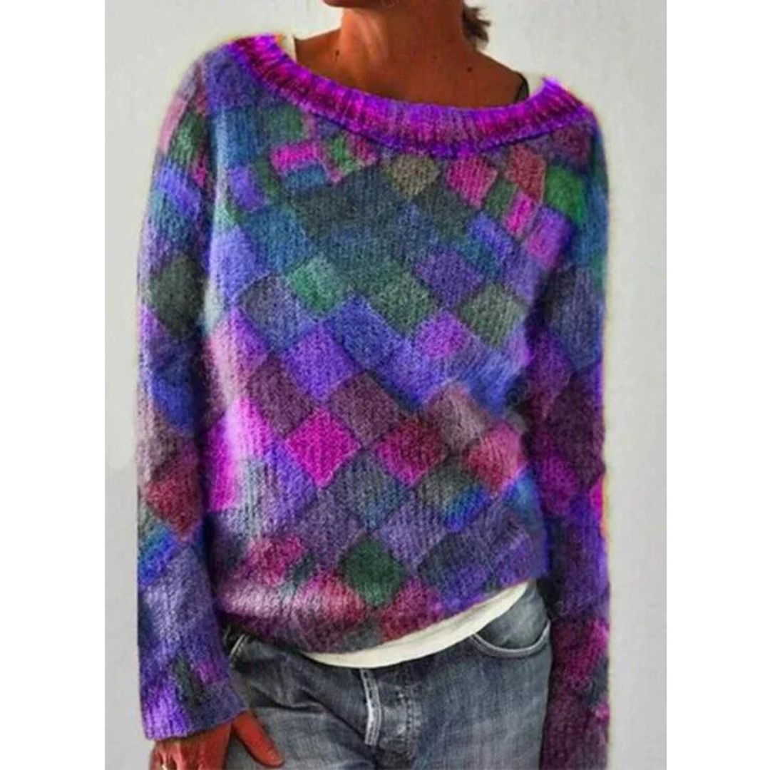 Women Gradient Diamond Knit Sweater | Amalia