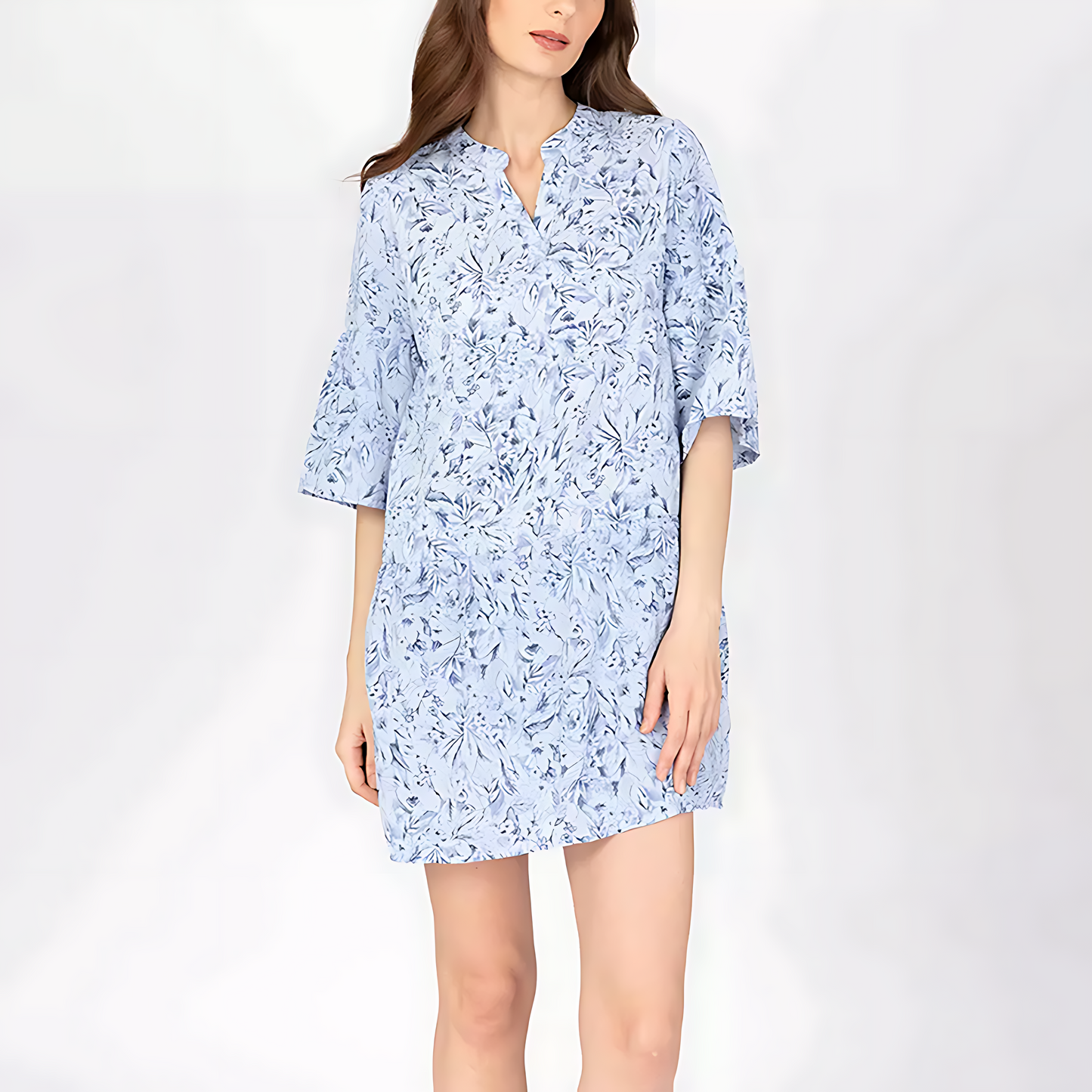 Women Bohemian Print Swing Dress with Tassel Neckline | Eliana