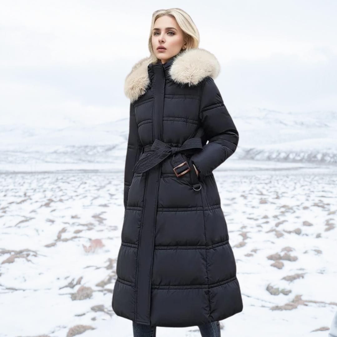 Women Luxury Fur-Collar Long Puffer Coat | Kamilah