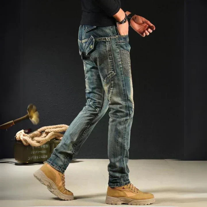 Men's Denim Pants Vintage Wash Cotton | Niels-2