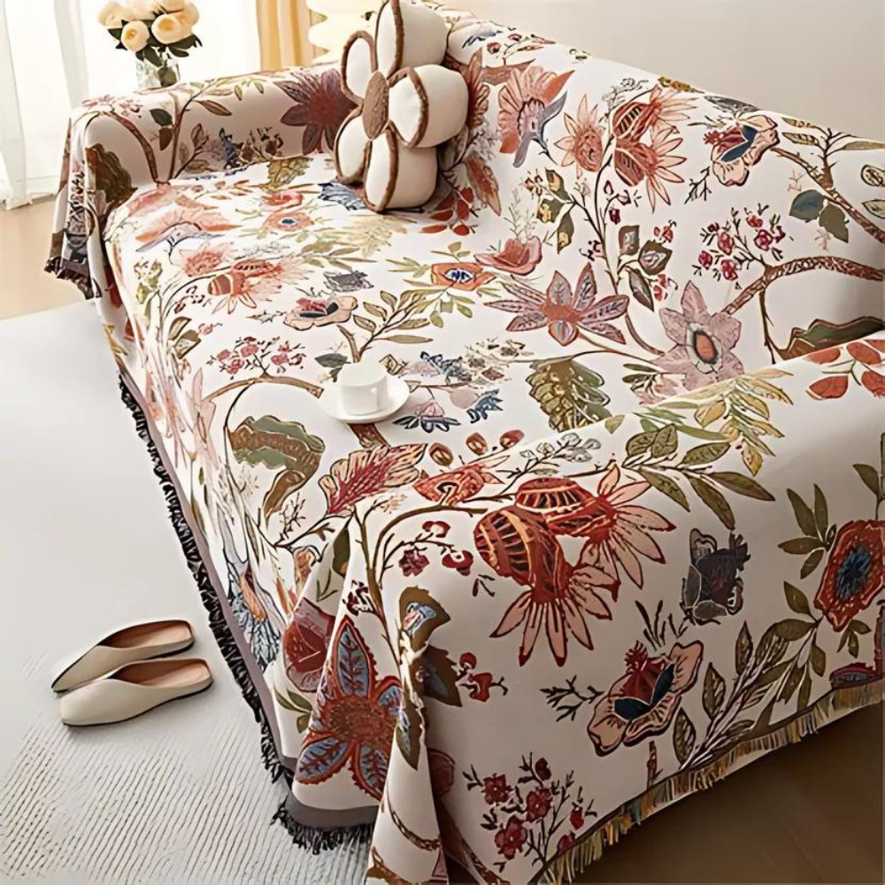 Home Throw Blanket Floral Polyester Cotton | Country Charm 2