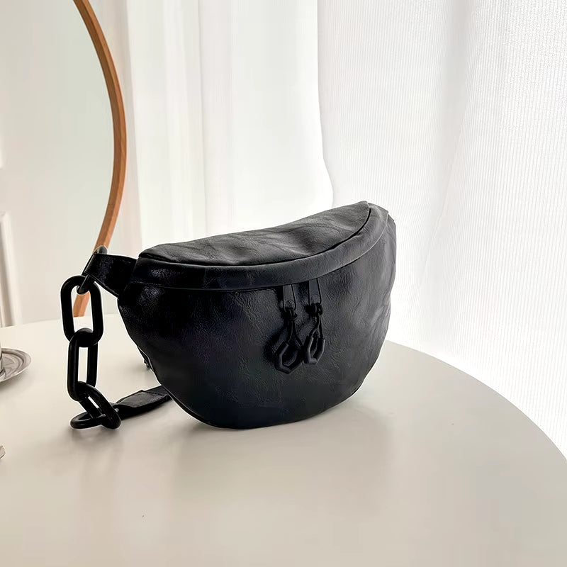 Women Sleek Leather Crossbody Waist Bag | Anika