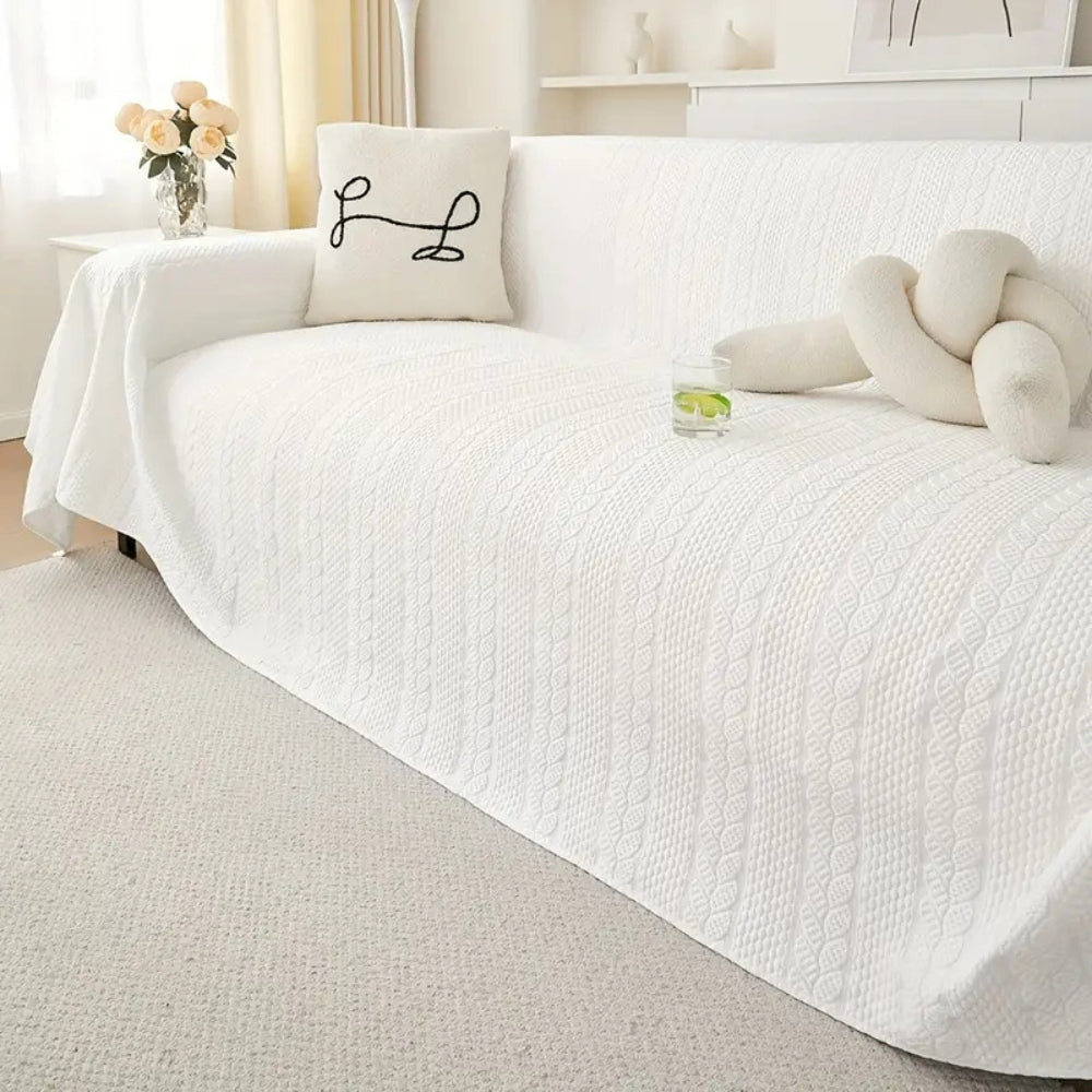 Sofa Cover Beige Microfiber Non-Slip | Tranquil 3