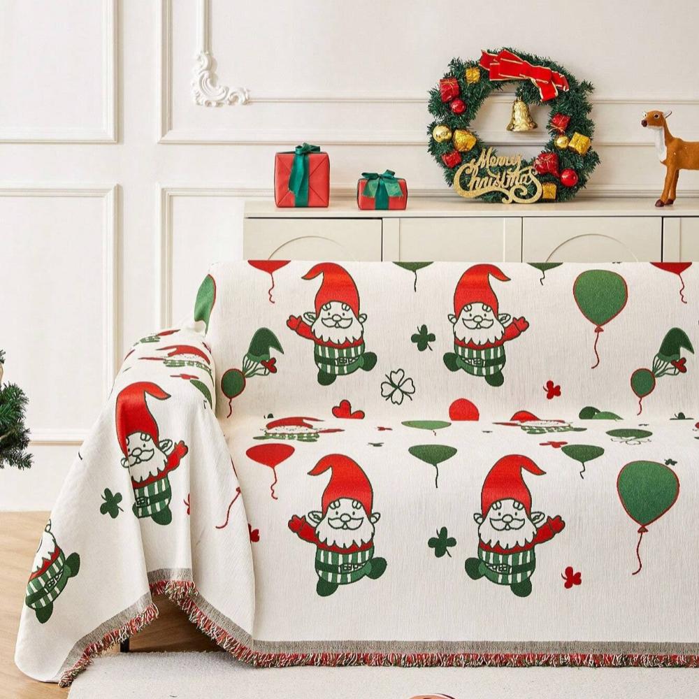 Sofa Cover Red Thickened Fabric | Festive Gnome Design 4
