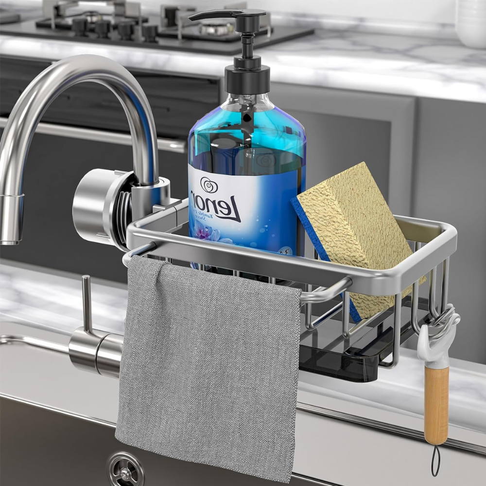 Sink Caddy Silver Aluminum | Elegant Design 4
