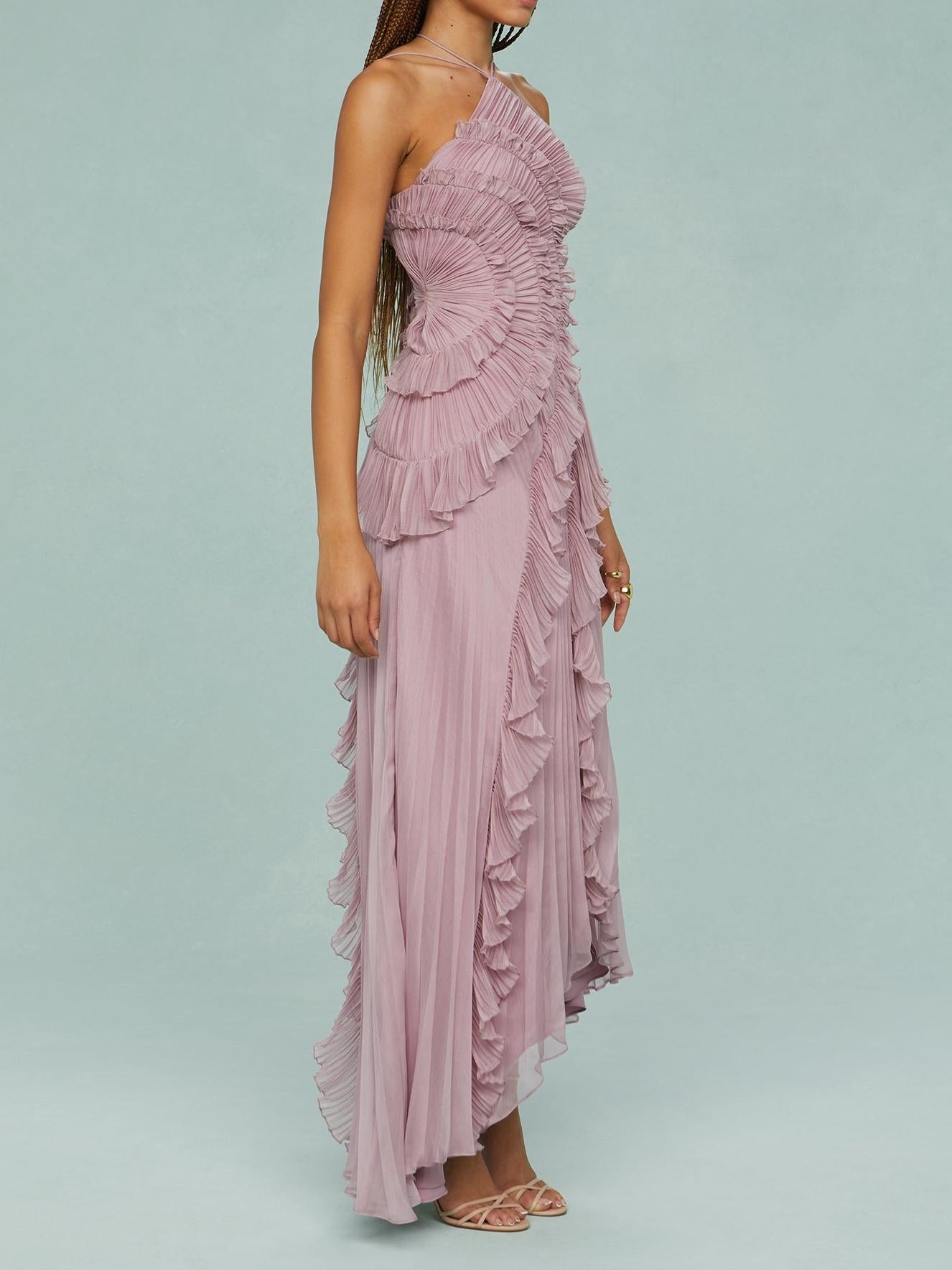 Women Maxi Dress Blue Polyester | Ocean Breeze-2