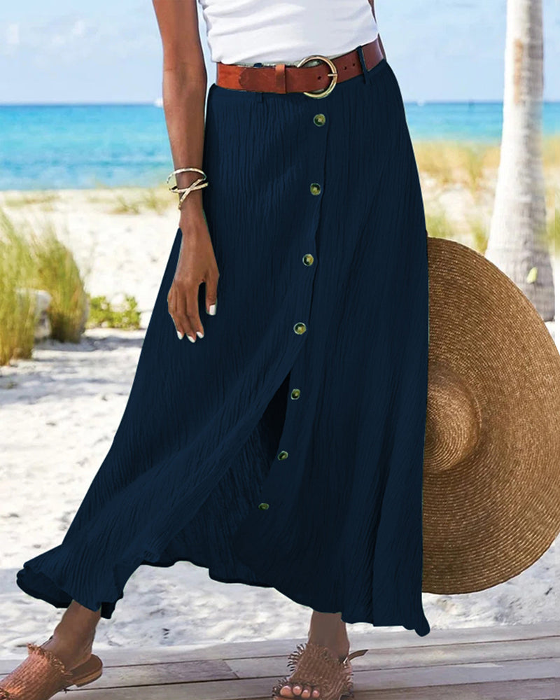 Women Midi Skirt Blue Polyester | Syndy-2
