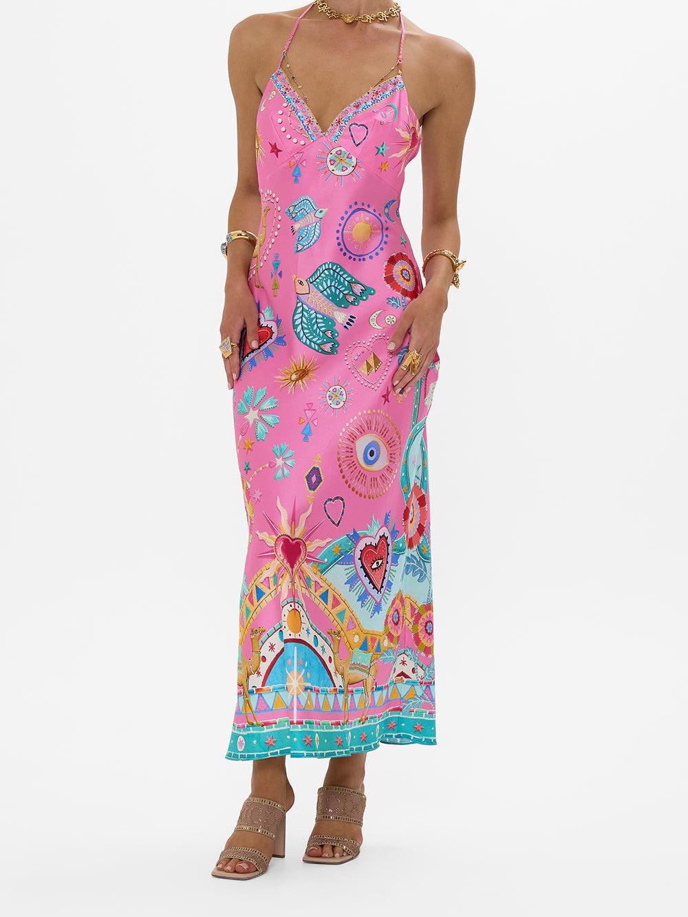 Women Maxi Dress Pink Lightweight Fabric | Sophia-2
