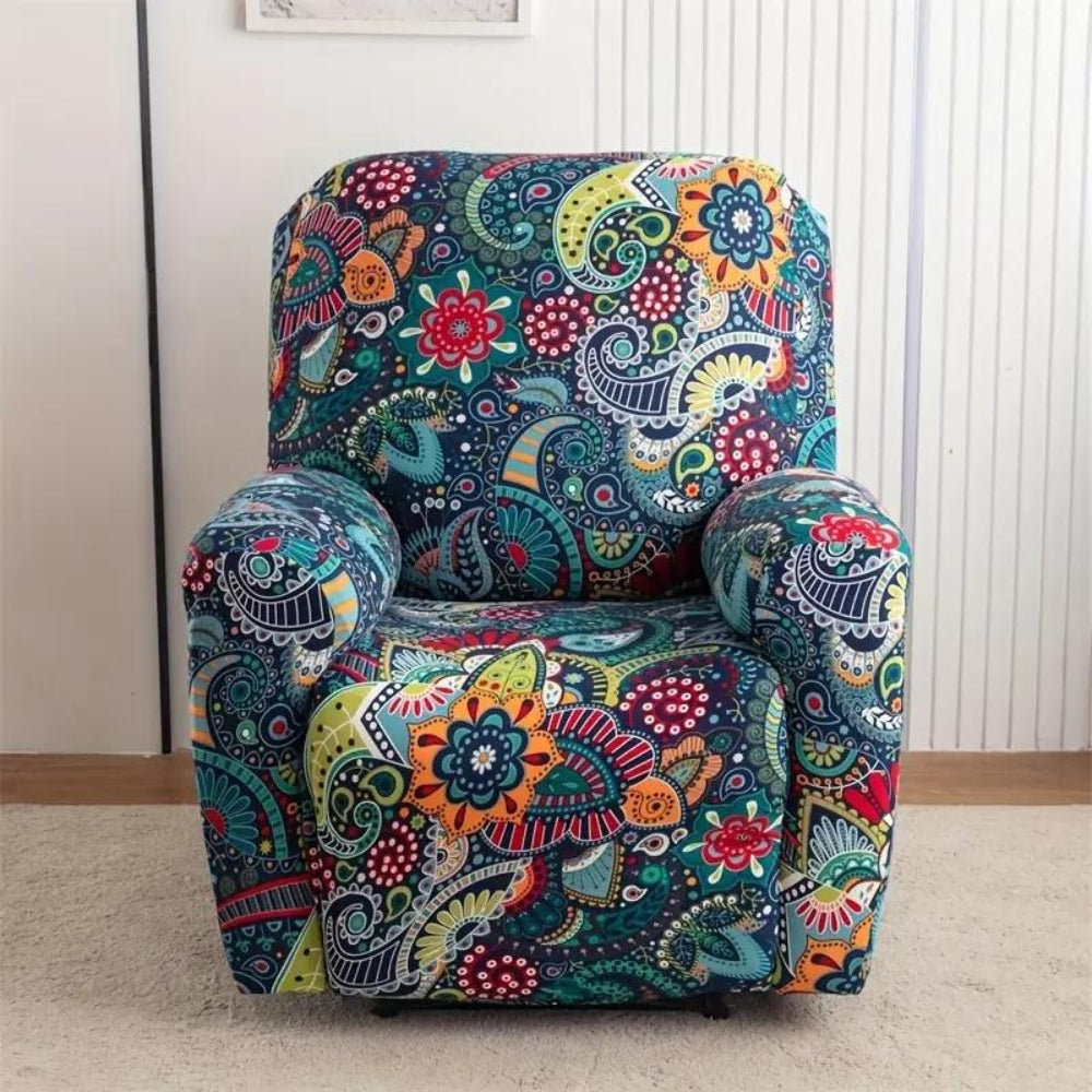 Recliner Sofa Cover Gray Stretch Fabric | Blossom 2