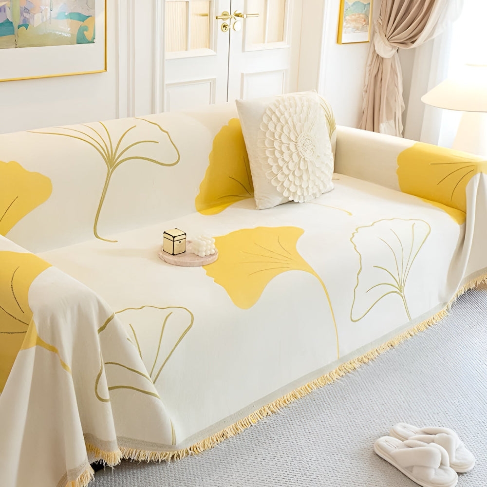 Sofa Cover Ginkgo Leaf Chenille | Elegant Home Decor 3