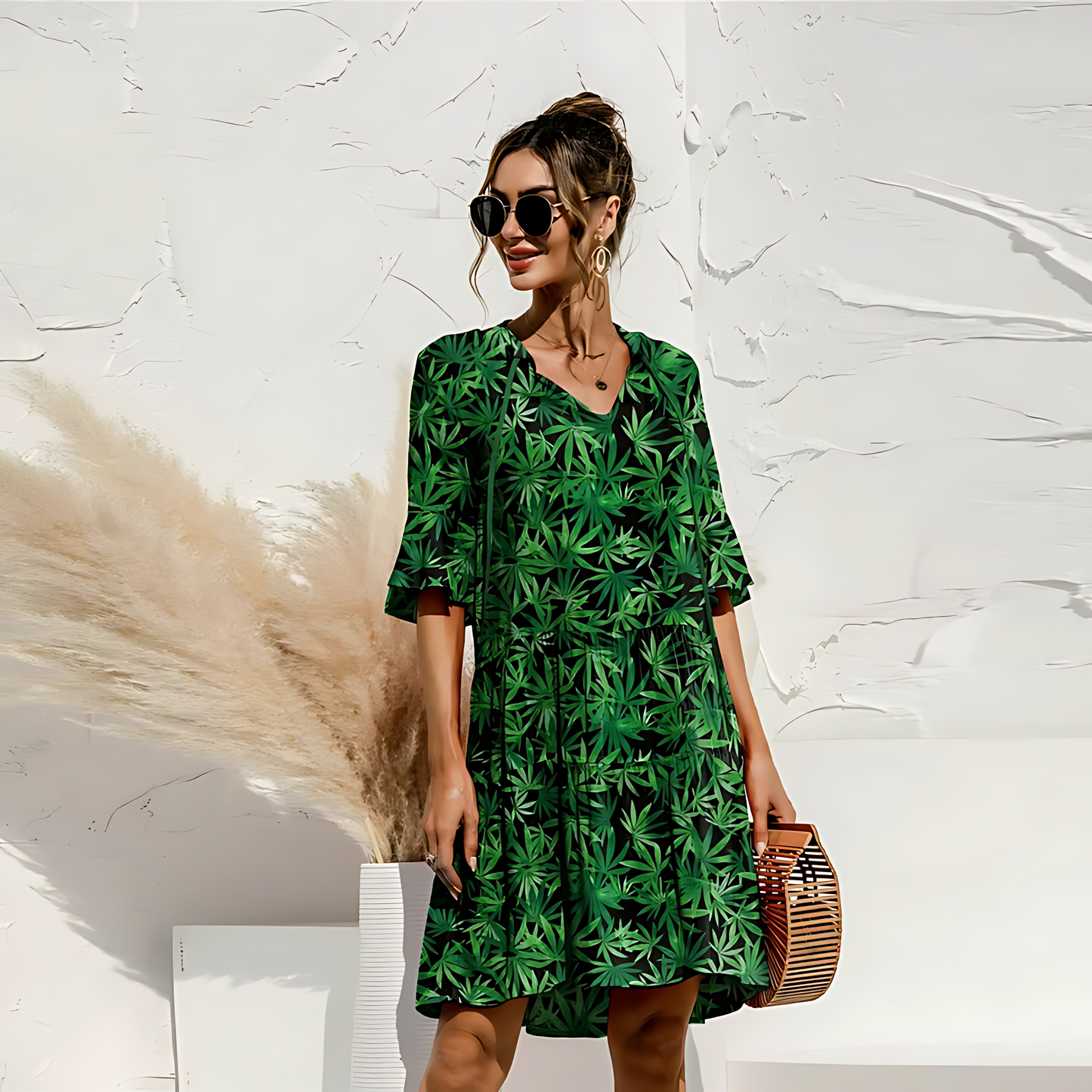 Women Floral Tiered Dress with Bell Sleeves | Lilibeth