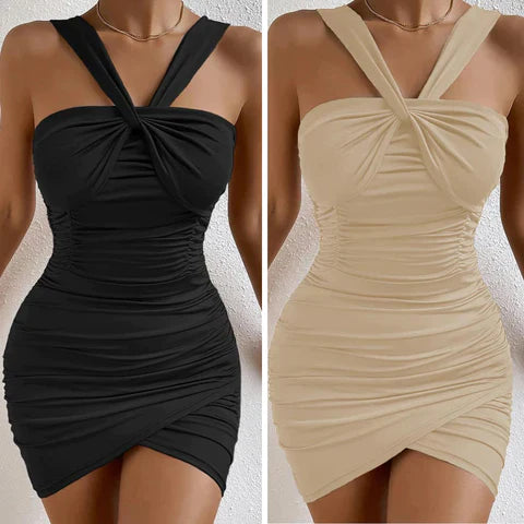 Women Ruched Halter Bodycon Dress | Aviana