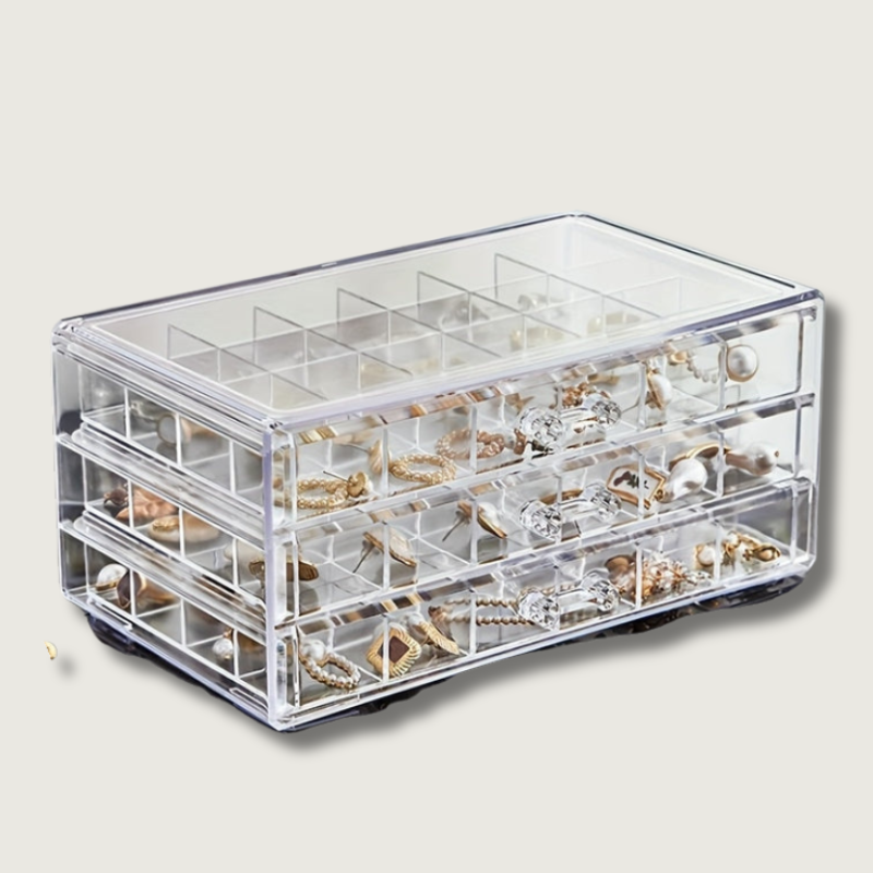 3-Layer Jewelry Case Organizer with 72 Compartments – Elegant Earring and Jewelry Storage Box 1