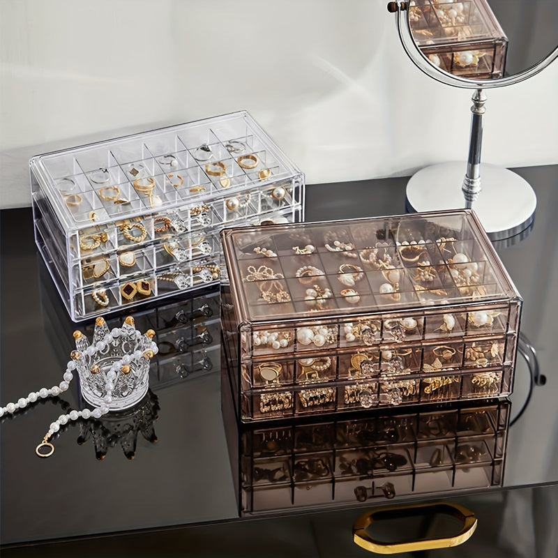 3-Layer Jewelry Case Organizer with 72 Compartments – Elegant Earring and Jewelry Storage Box 5