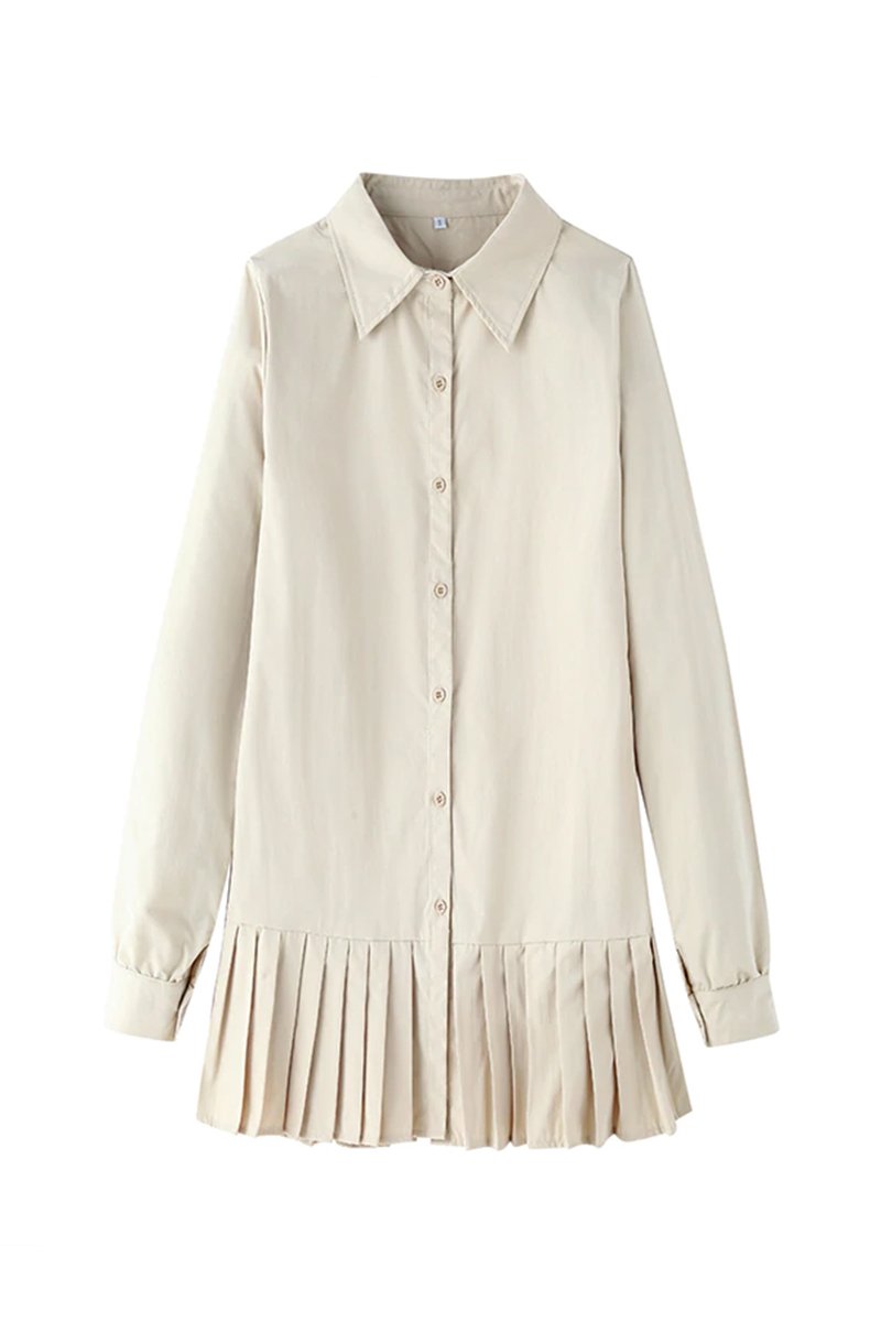 Women Chic Pleated Shirt Dress | Aurora