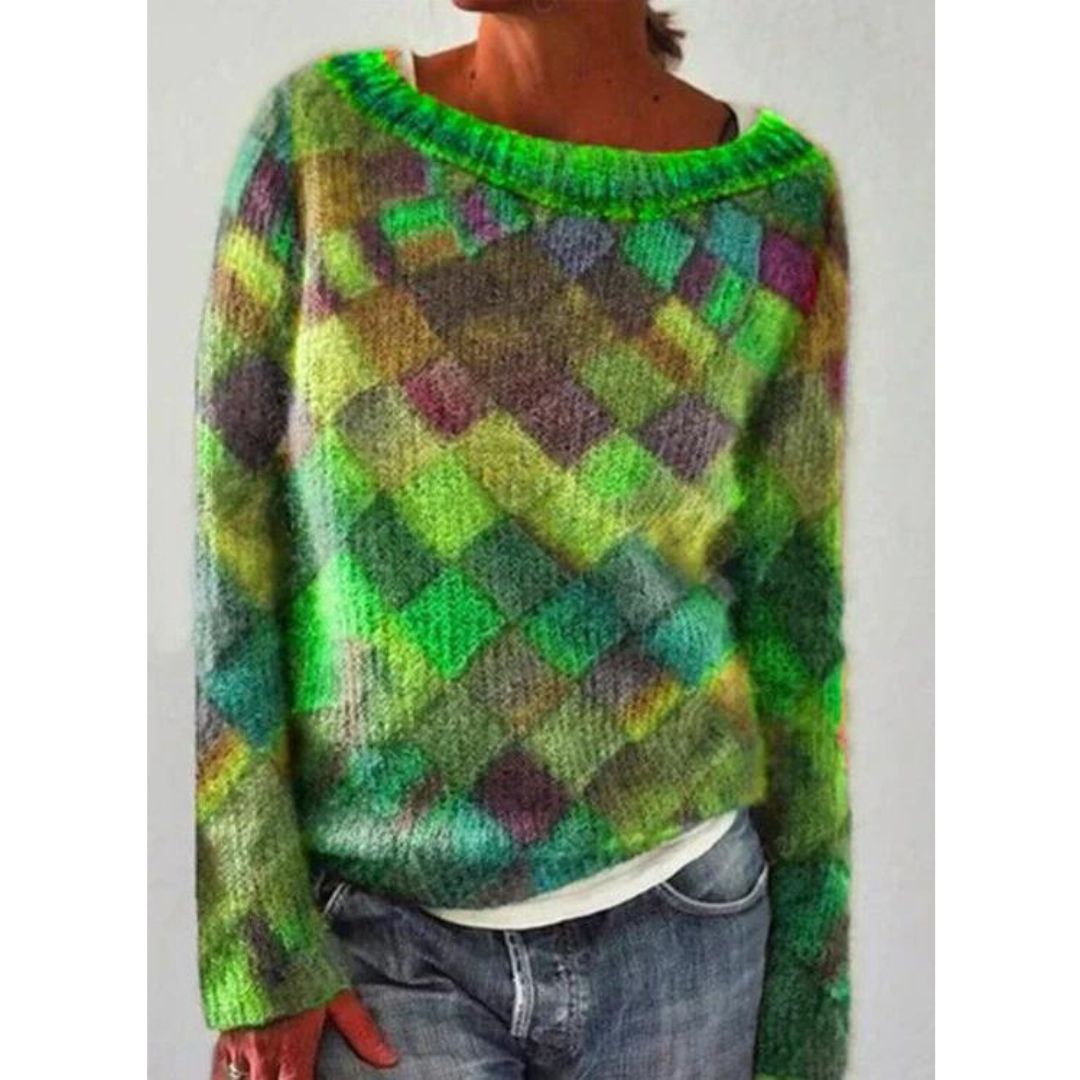 Women Gradient Diamond Knit Sweater | Amalia