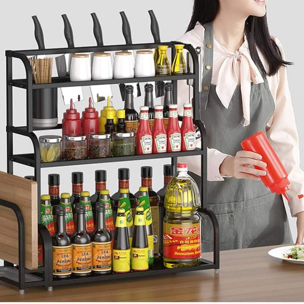 Kitchen Rack Black Carbon Steel | Elegant Storage Solution 2