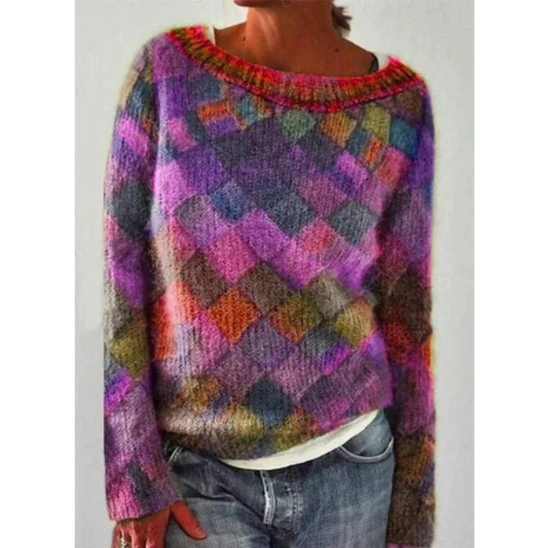 Women Gradient Diamond Knit Sweater | Amalia