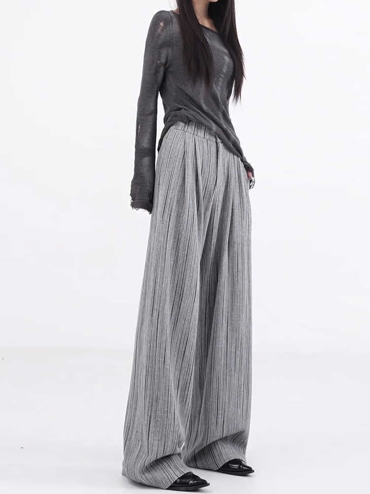 Women Wide Leg Pants Black Cotton | Elegant Style-3
