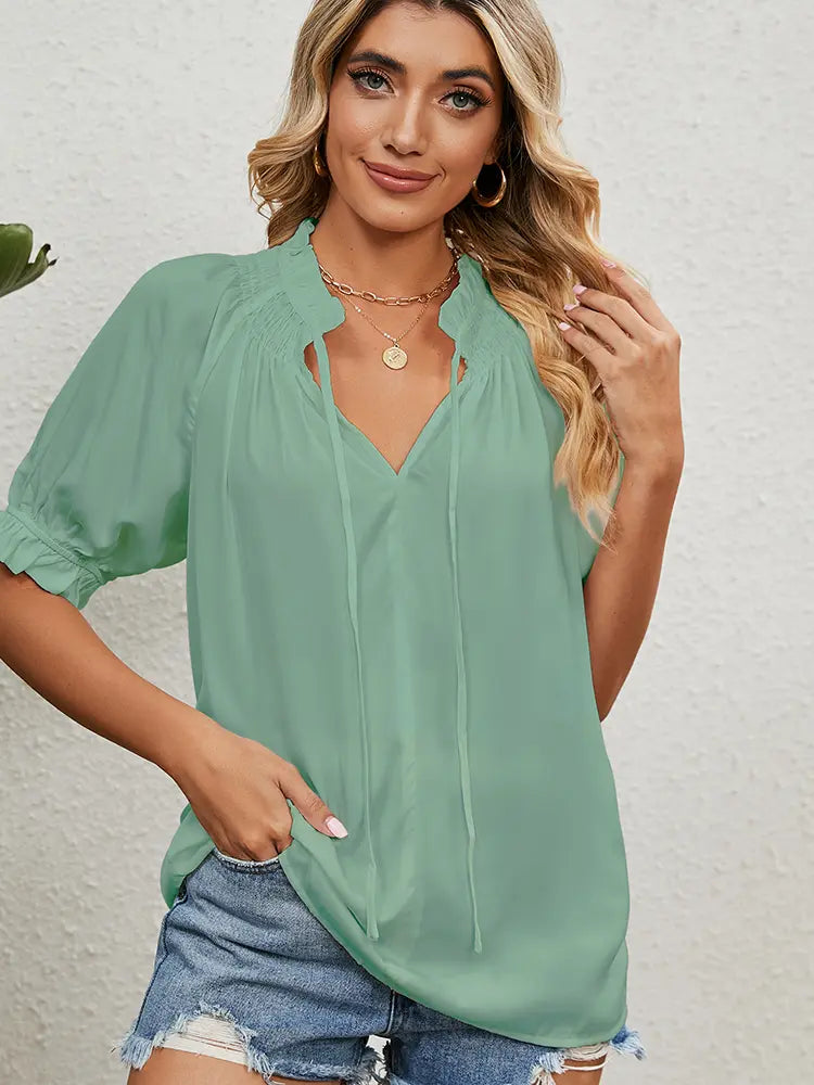 Variant image for Women Chiffon Blouse White Lightweight | Sophia-14