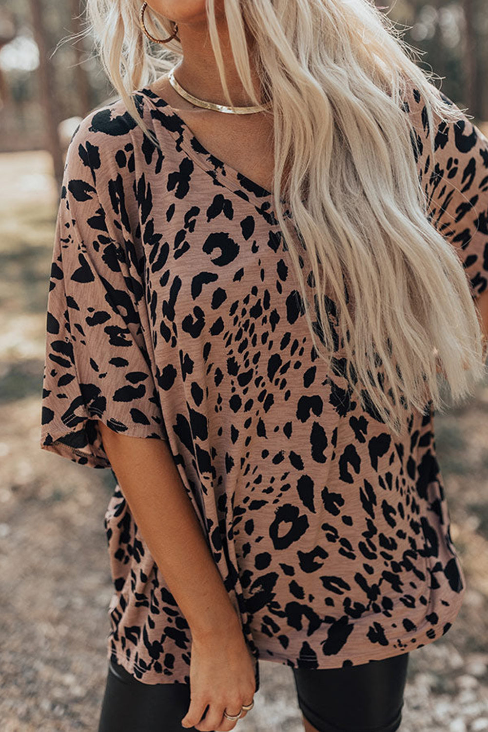 Variant image for Women Oversized T Shirt Leopard Print Polyester | Bella-1