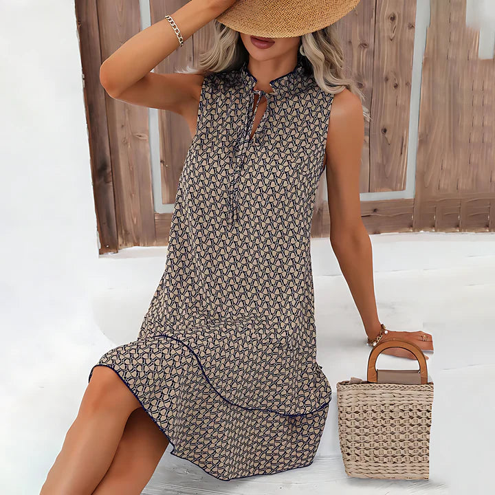 Women Button-Down Sleeveless Dress with Keyhole Neckline | Avianne