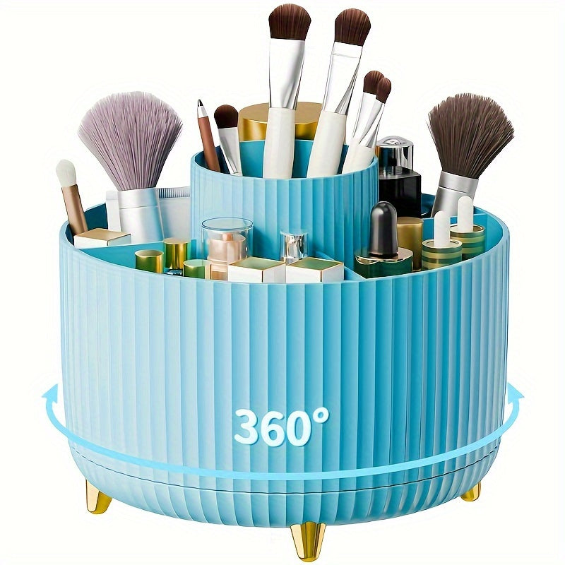 360° Rotating Makeup Organizer – Durable Plastic Cosmetic Organizer with 5 Compartments for Vanity and Brush Storage 7