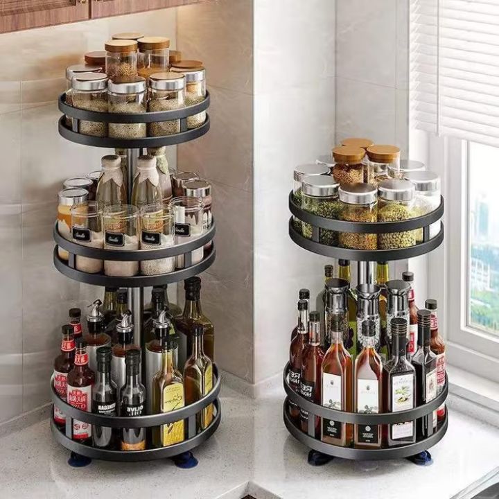 360° Rotating Spice Rack Organizer – Adjustable Kitchen Spice Storage Solution with Customizable Shelves 0