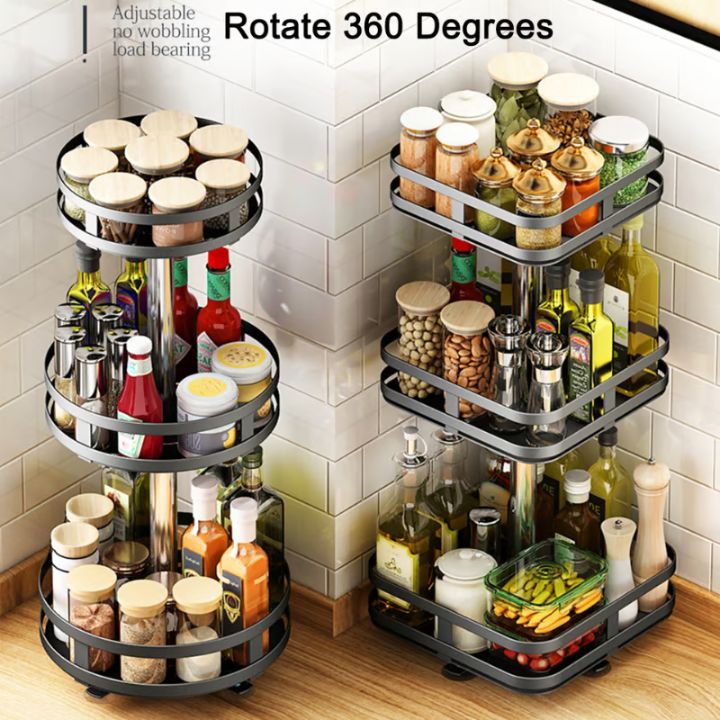 360° Rotating Spice Rack Organizer – Adjustable Kitchen Spice Storage Solution with Customizable Shelves 1