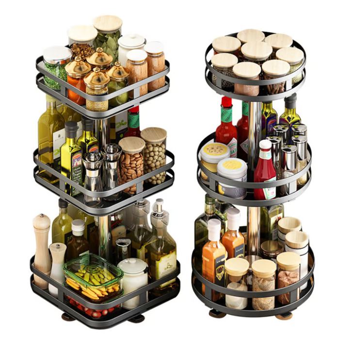 360° Rotating Spice Rack Organizer – Adjustable Kitchen Spice Storage Solution with Customizable Shelves 2