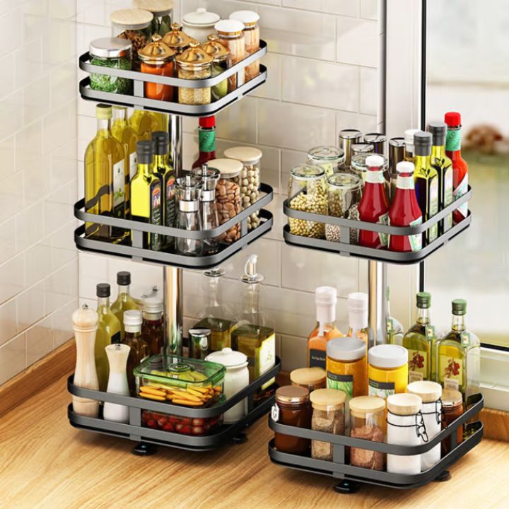 360° Rotating Spice Rack Organizer – Adjustable Kitchen Spice Storage Solution with Customizable Shelves 9