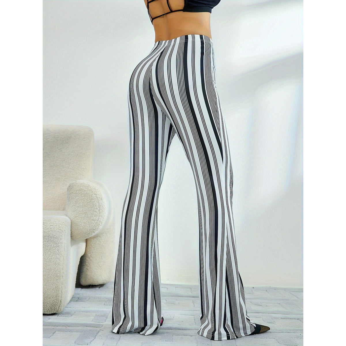 Women Bootcut Pants Black Polyester | Casual Chic-3