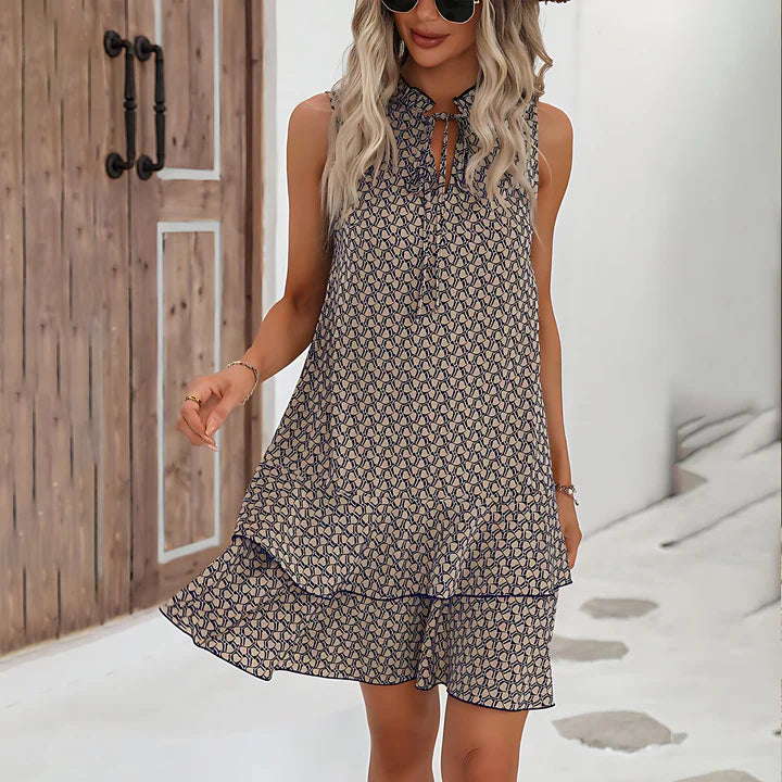 Women Button-Down Sleeveless Dress with Keyhole Neckline | Avianne