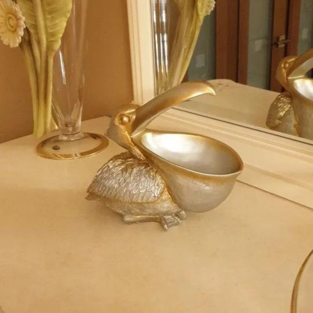 Home Organizer Gold Resin Pelican | Serenity 3