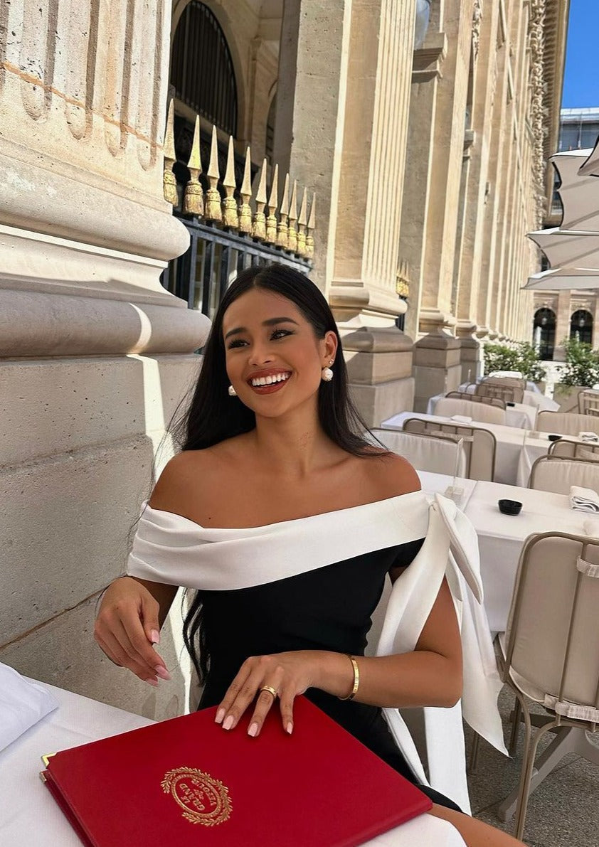 Women Off-Shoulder Bow Midi Dress | Lyriel
