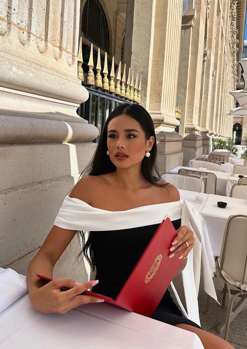 Women Off-Shoulder Bow Midi Dress | Lyriel