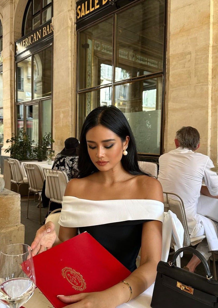 Women Off-Shoulder Bow Midi Dress | Lyriel