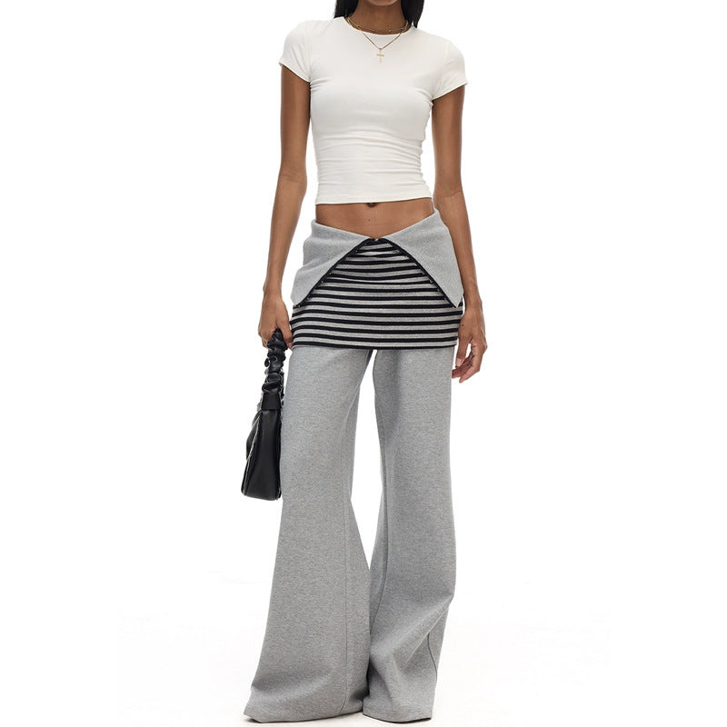 Women Wide Leg Pants Light Grey Polyester | Casual Chic-6