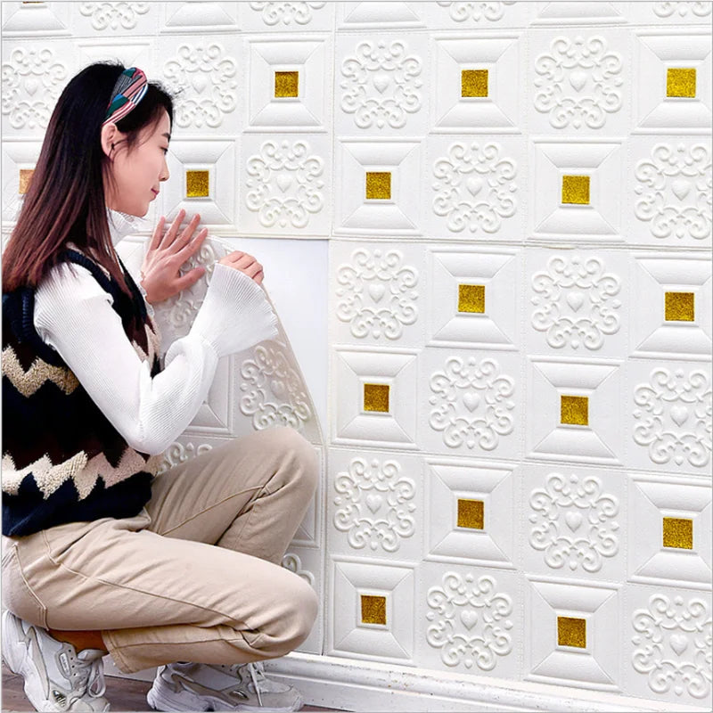 3D Brick Foam Wallpaper – Waterproof Self-Adhesive Wall Stickers for Home Decor, 70x70cm, Child-Safe and Easy to Install 2