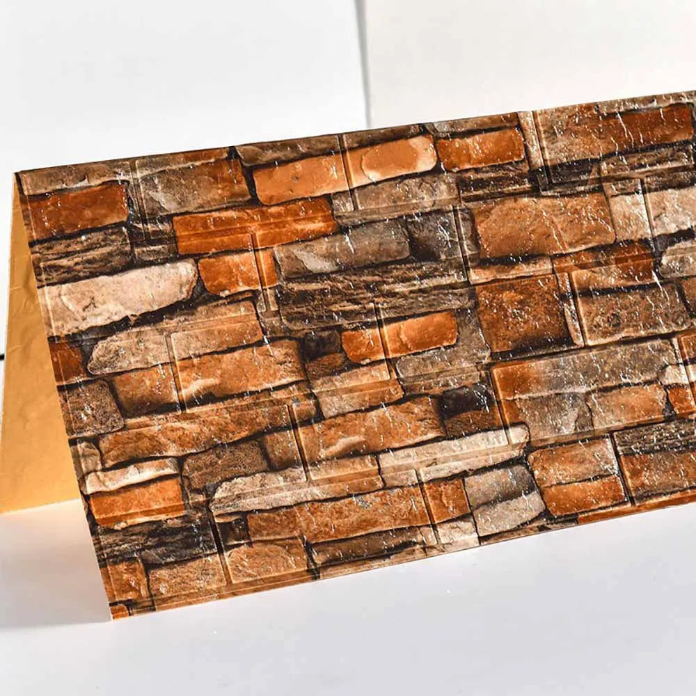 3D Foam Wall Decal - Waterproof Self-Adhesive Brick Wall Sticker Decor, 77x70cm for Home Interior Design 19
