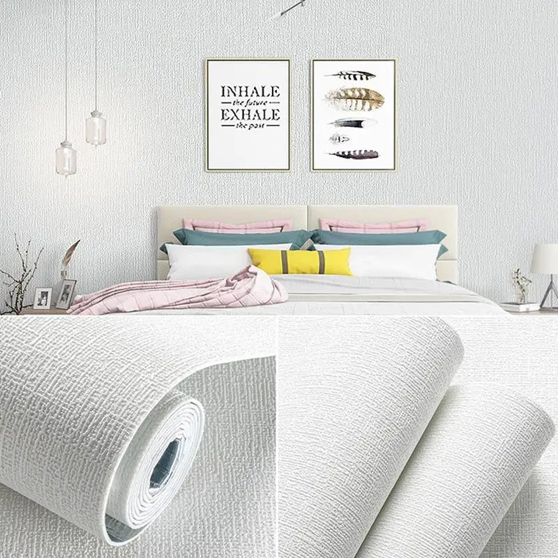 3D Textured Removable Wallpaper – Self-Adhesive Linen Foam Wall Stickers for Easy Home Decor, Waterproof, 50cm 3