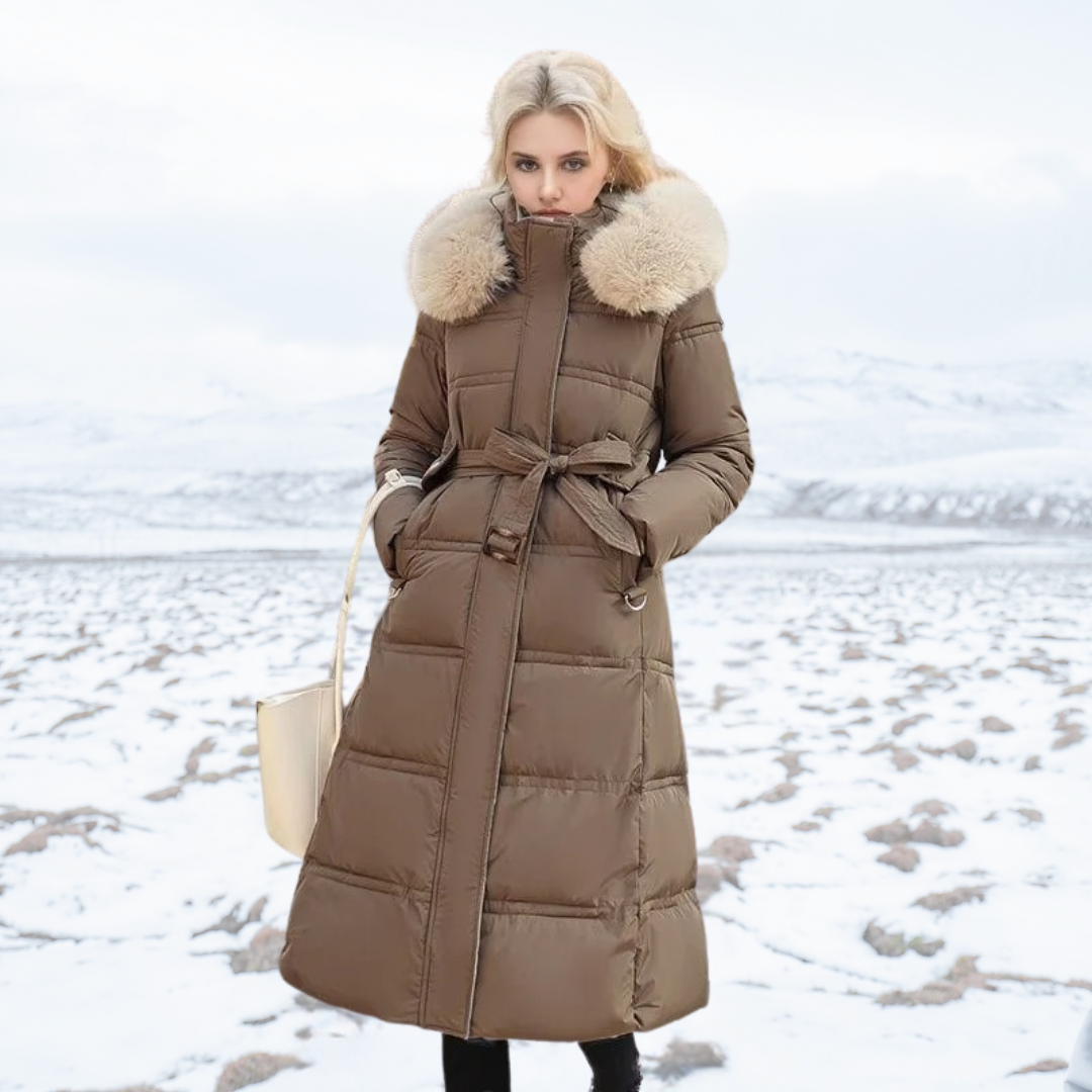 Women Luxury Fur-Collar Long Puffer Coat | Kamilah