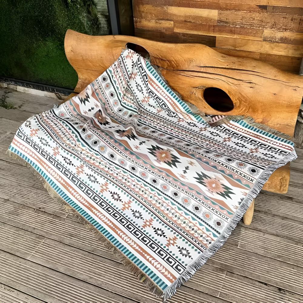 Variant image for Throw Blanket Multicolor Cotton-Polyester | Boho Chic-3