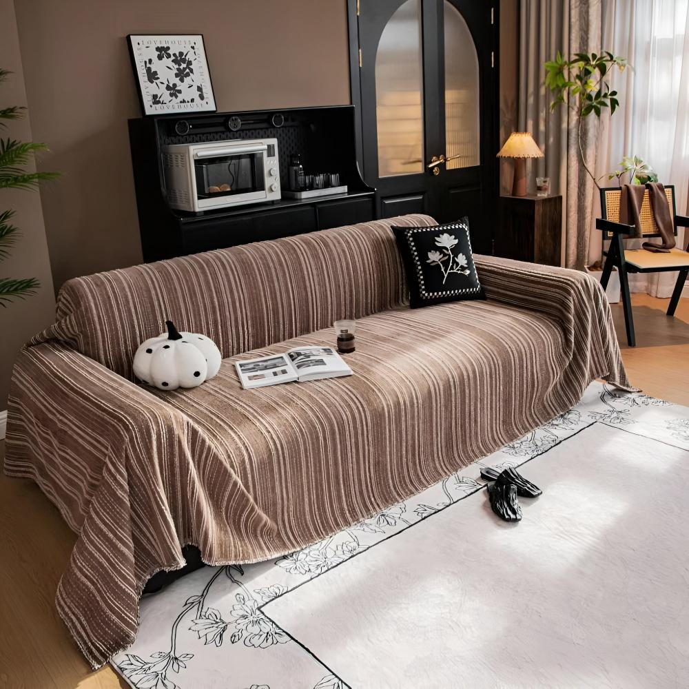 Variant image for Sofa Cover Striped Chenille Universal Fit | Elegant Home Decor-13