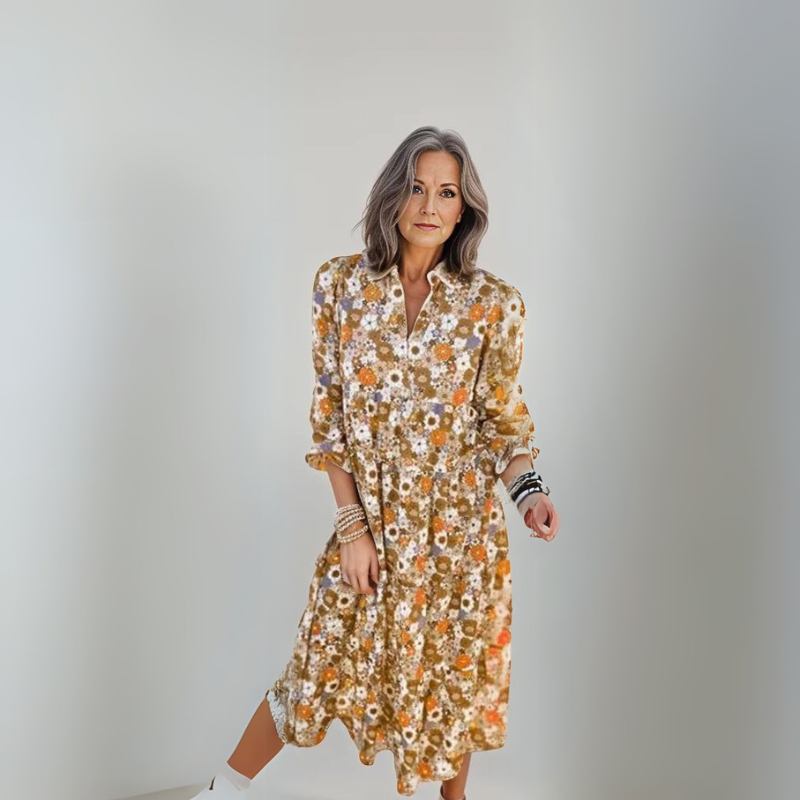 Women Floral Boho Midi Dress | Veda